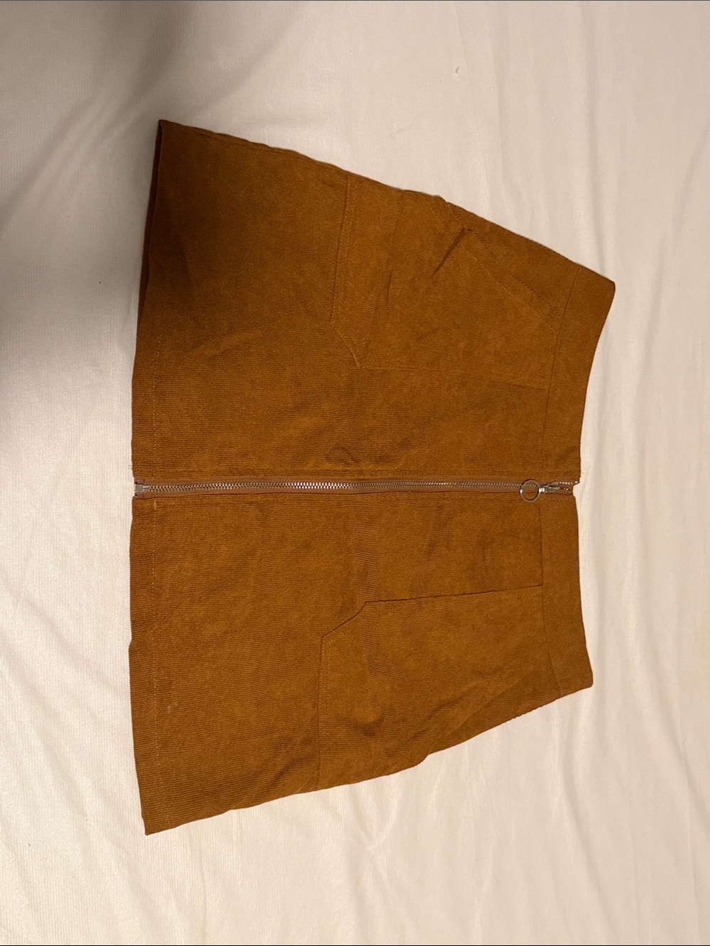 SHEIN Camel Brown Mini Skirt with Front Zip